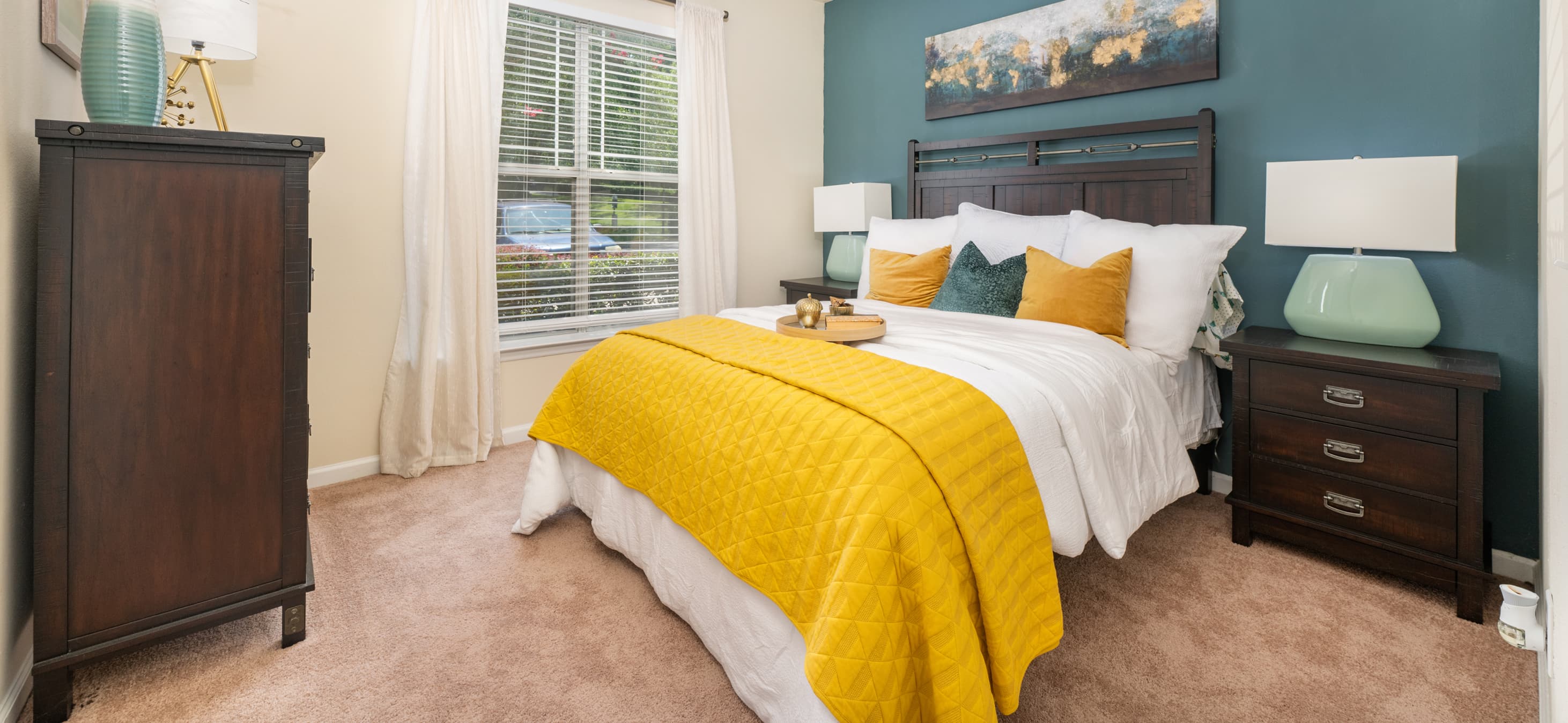 Bedroom at MAA Research park luxury apartment homes in Durham, NC