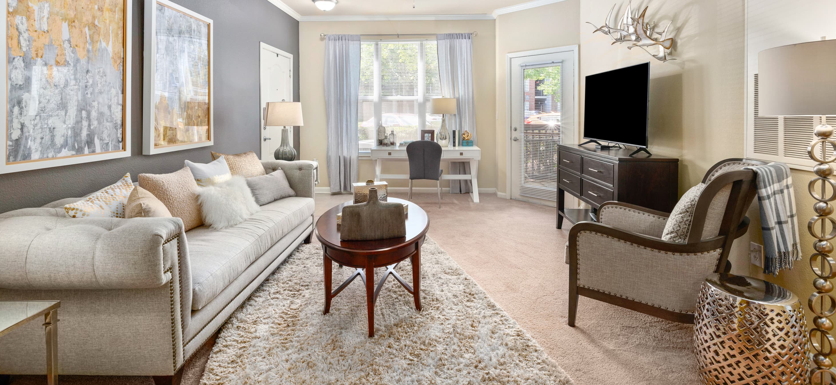 Living room at MAA Providence luxury apartment homes in Raleigh, NC