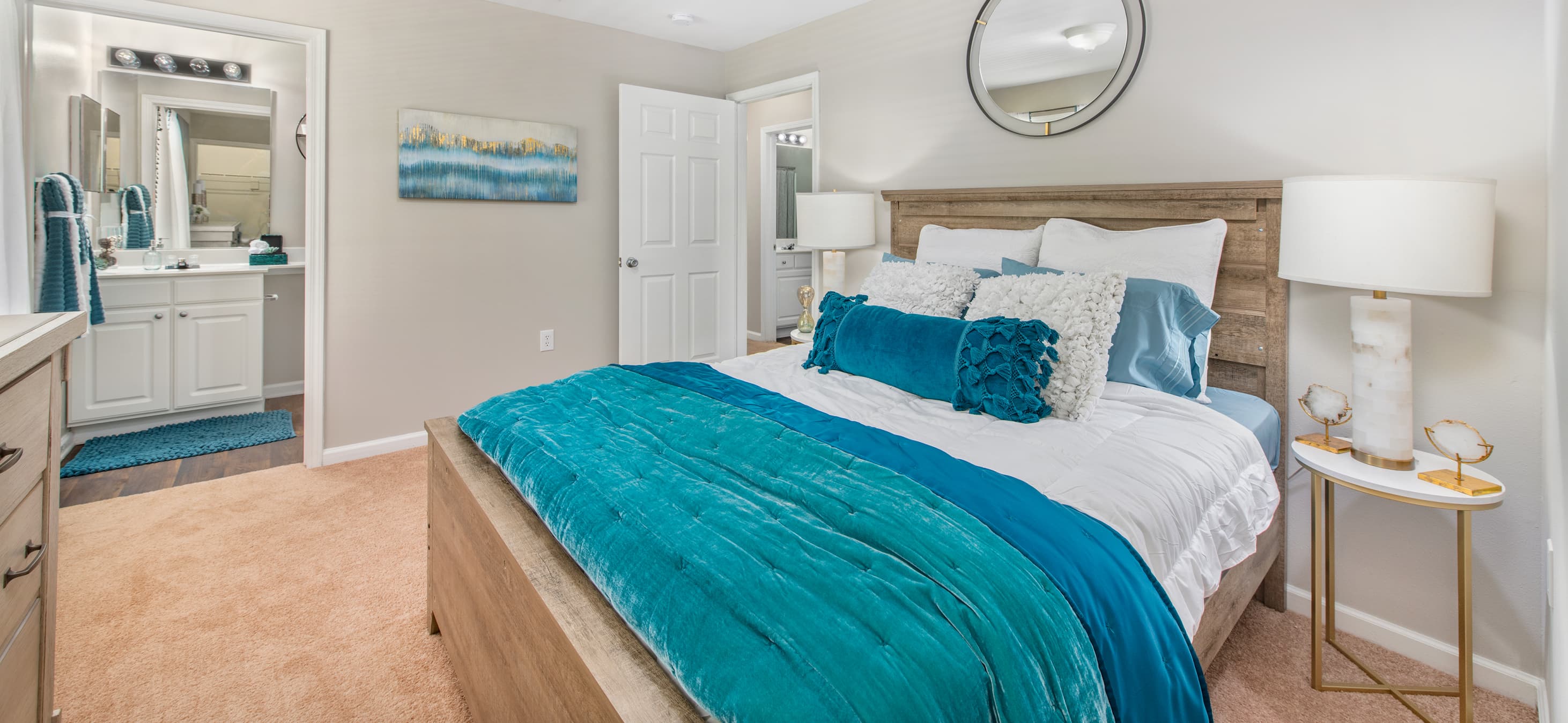 Bedroom at MAA Trinity luxury apartment homes in Raleigh, NC
