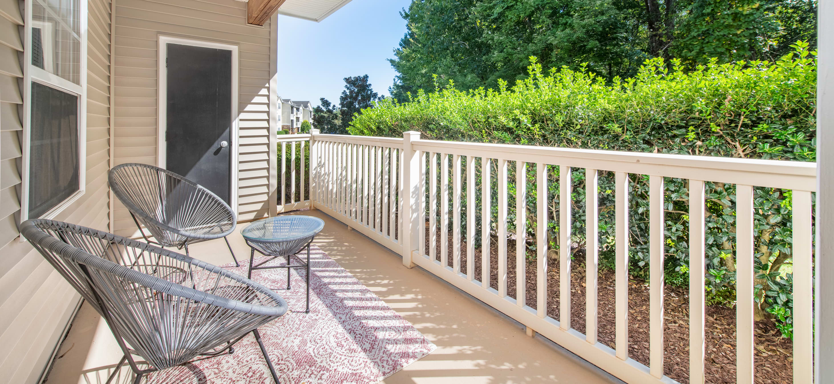Balcony at MAA Trinity luxury apartment homes in Raleigh, NC