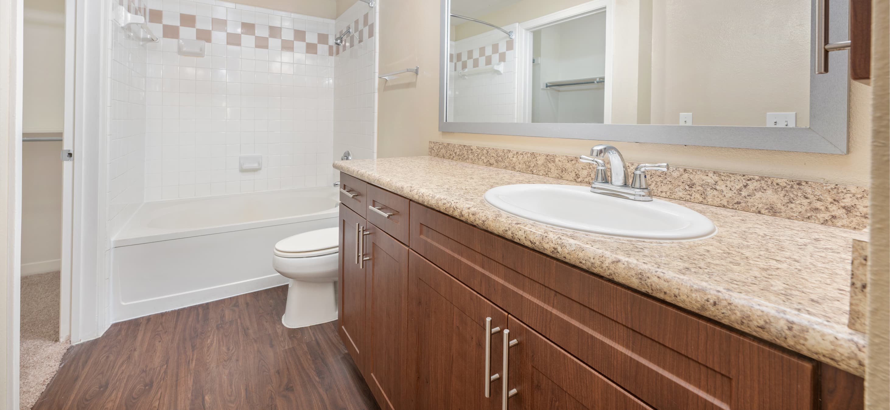 Bathroom at MAA Addison Circle luxury apartment homes in Addison, TX