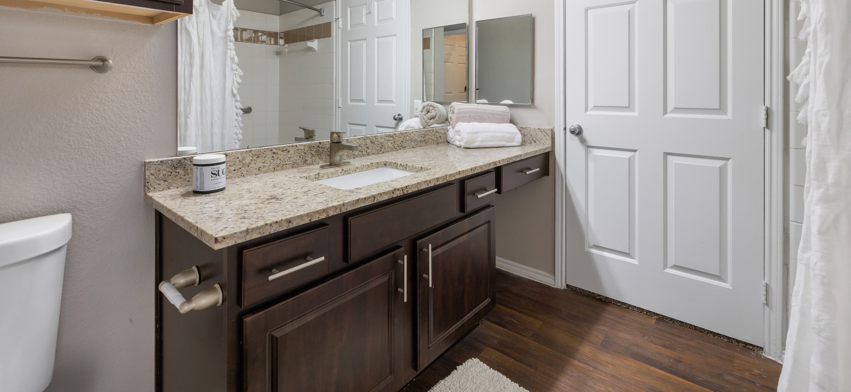 Bathroom at MAA Boulder Ridge luxury apartment homes in Roanoke, TX