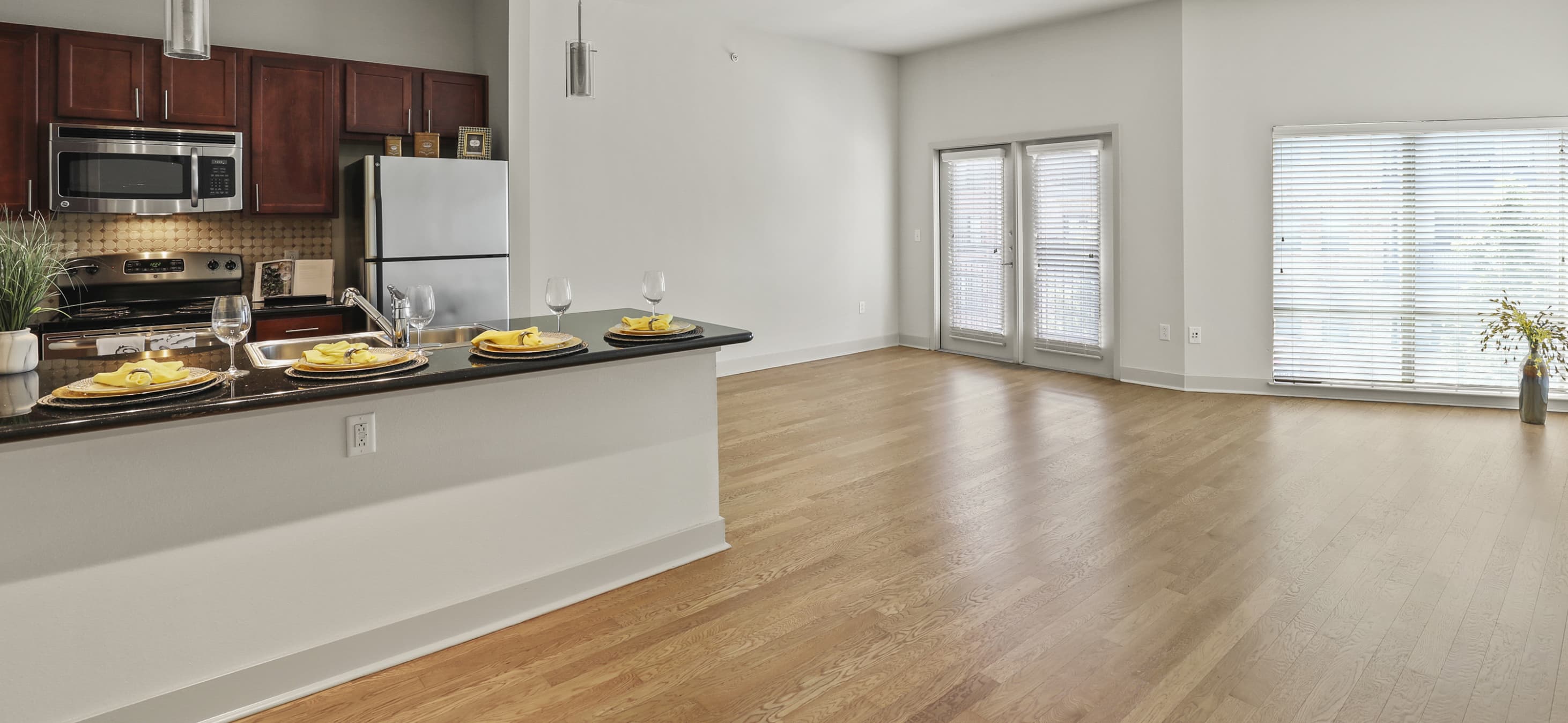 Living Room 2 at Post Eastside luxury apartment homes in Richardson, TX