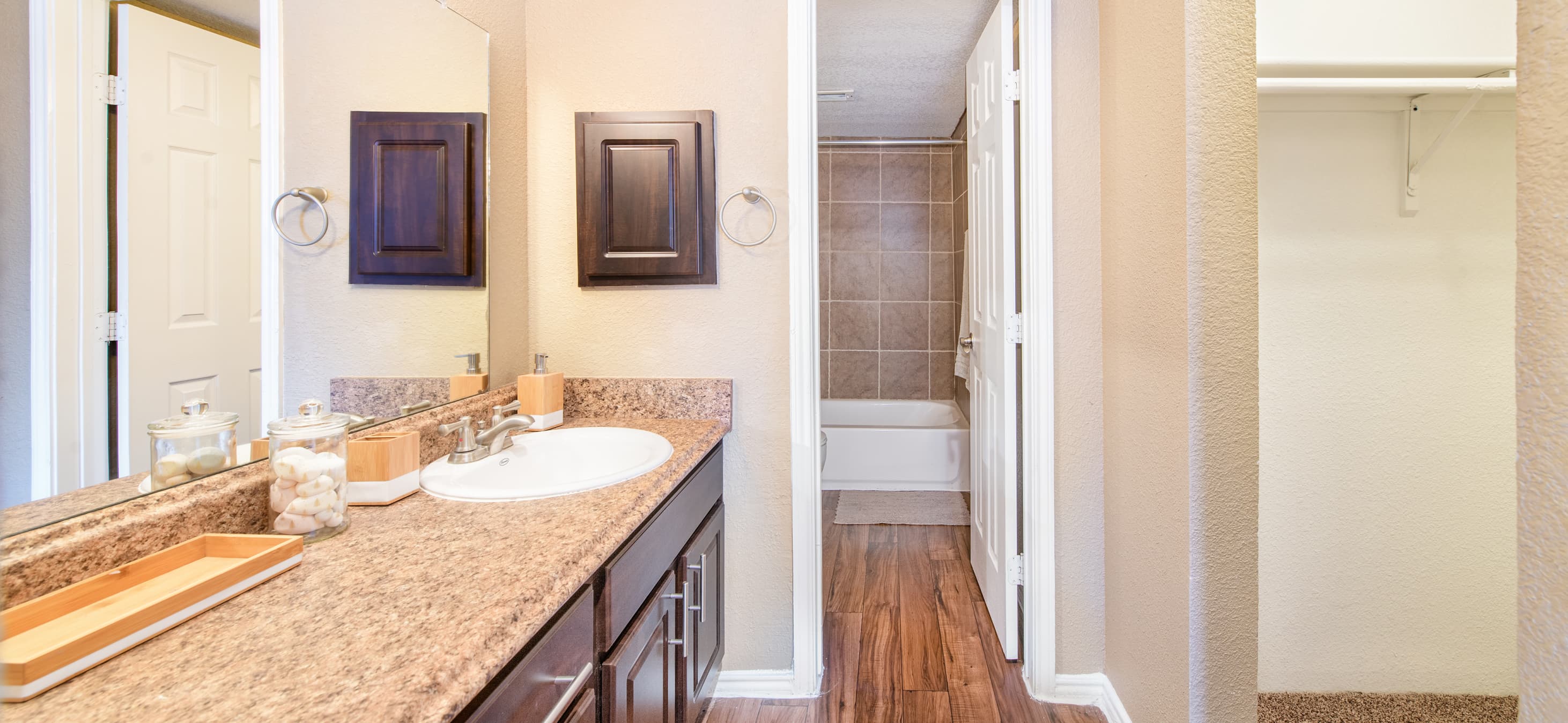 Bathroom at MAA Remington Hills luxury apartment homes in Irving, TX