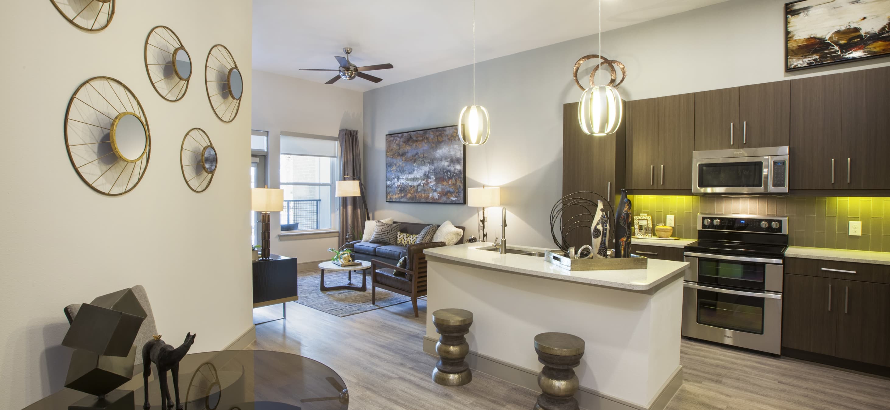 Living room at MAA Afton Oaks luxury apartment homes in Houston, TX