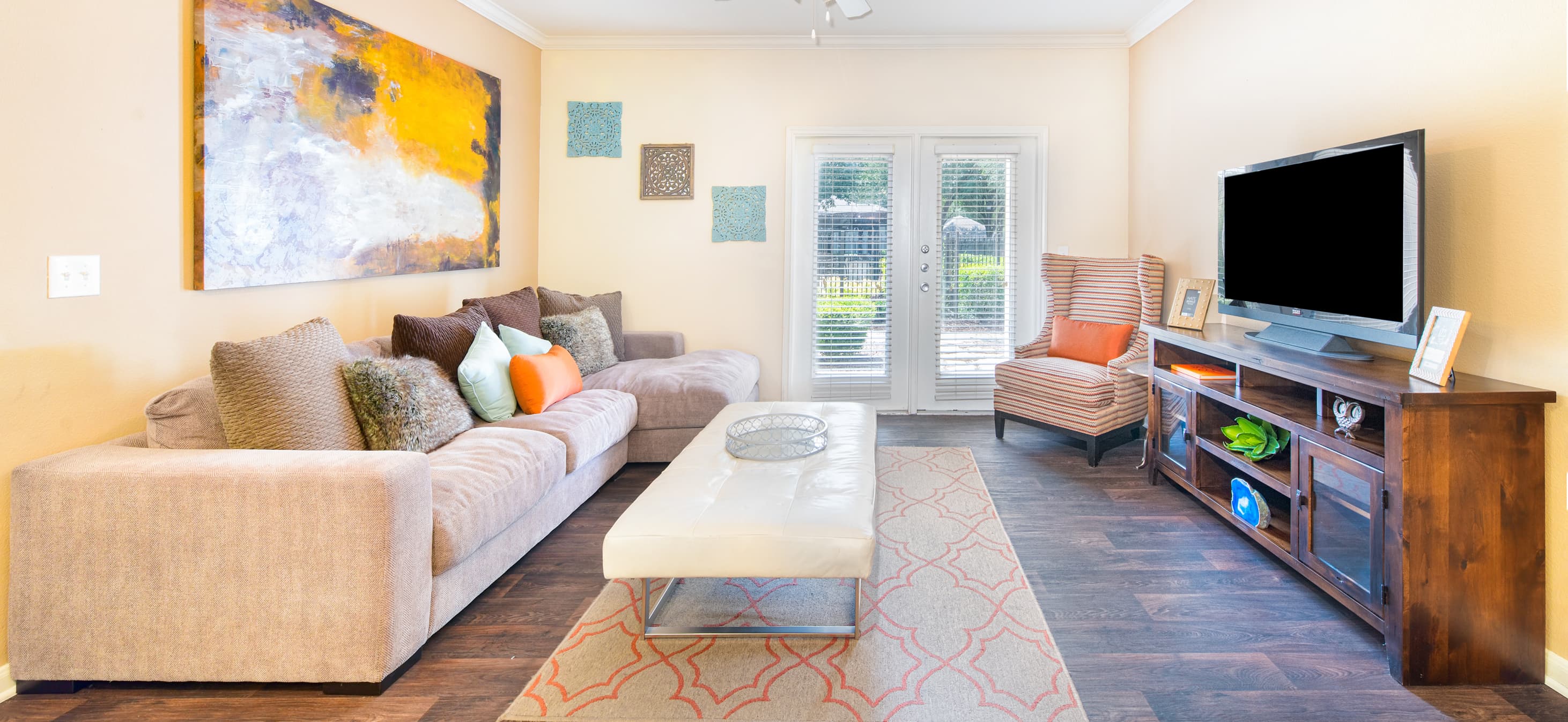 Living room at MAA Haven at Blanco luxury apartment homes in San Antonio, TX