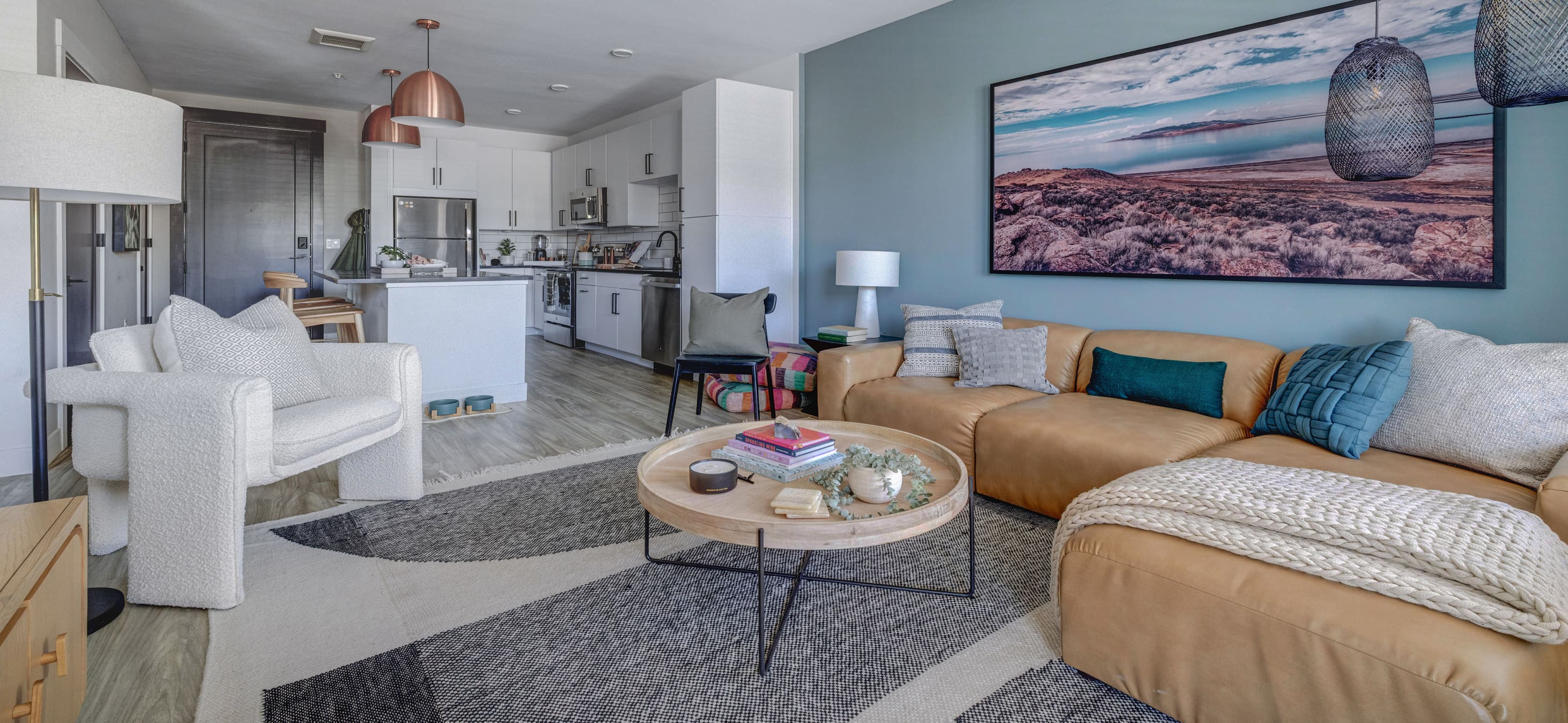 Living room at MAA at Daybreak luxury apartment homes in South Jordan, UT