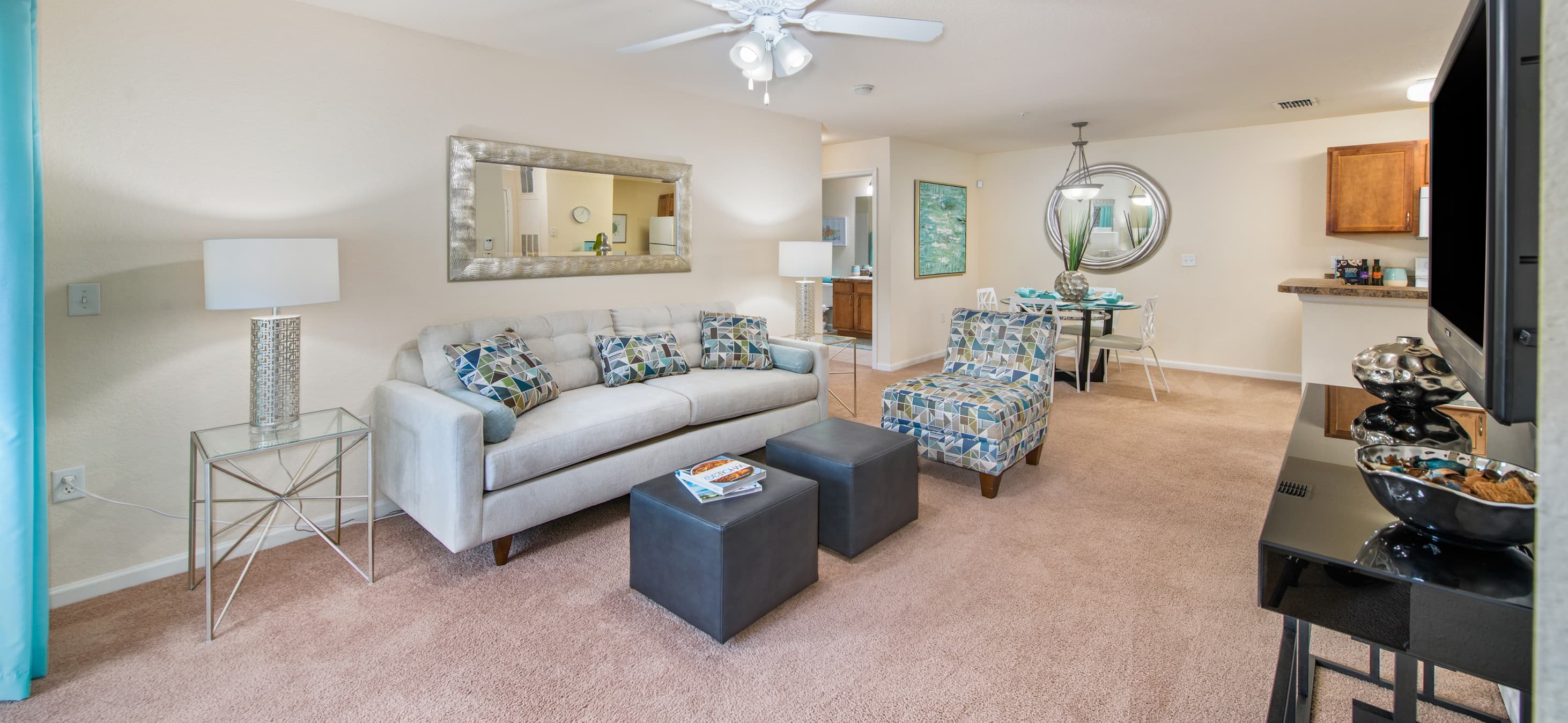 Model living room at MAA Twin Lakes in Orlando, FL
