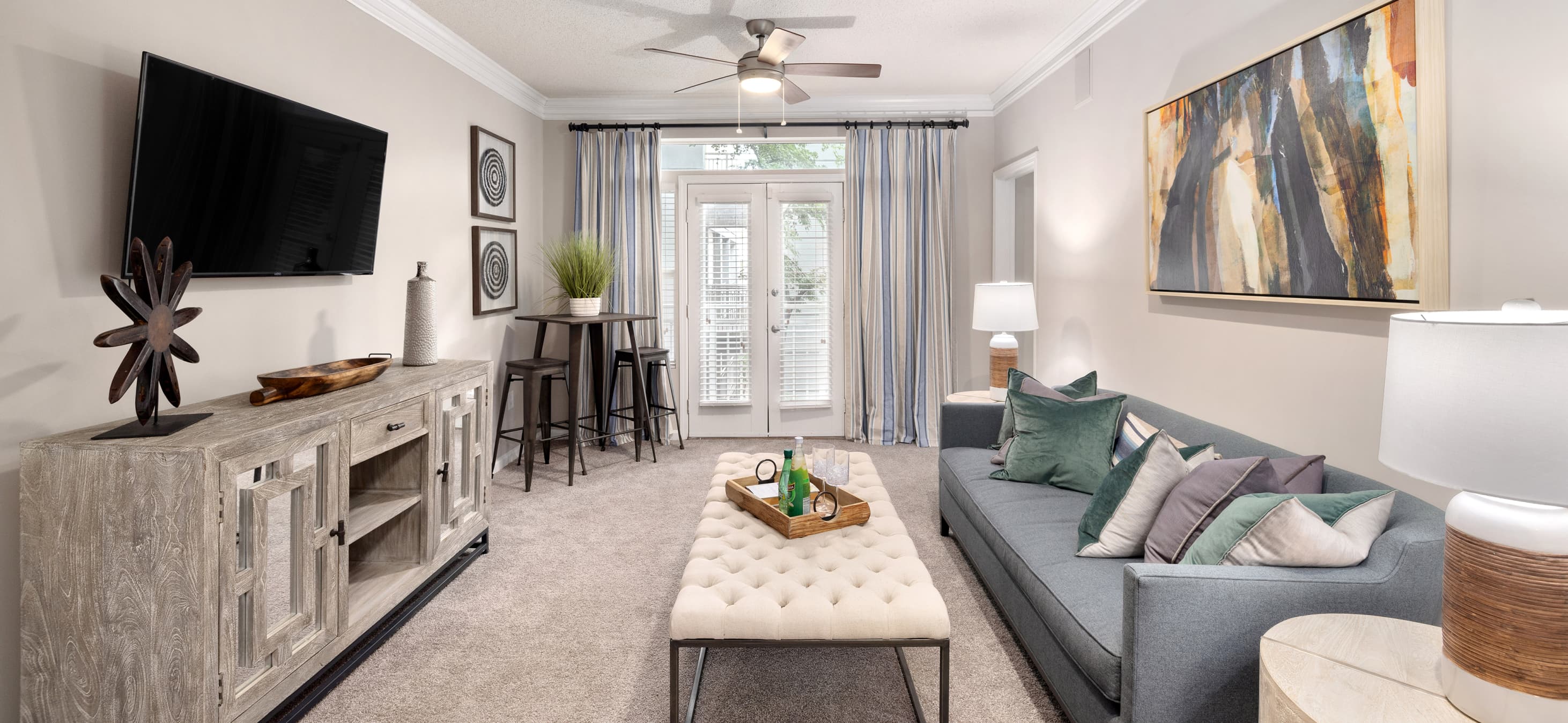 Living room at MAA Gardens luxury apartment homes in Atlanta, GA