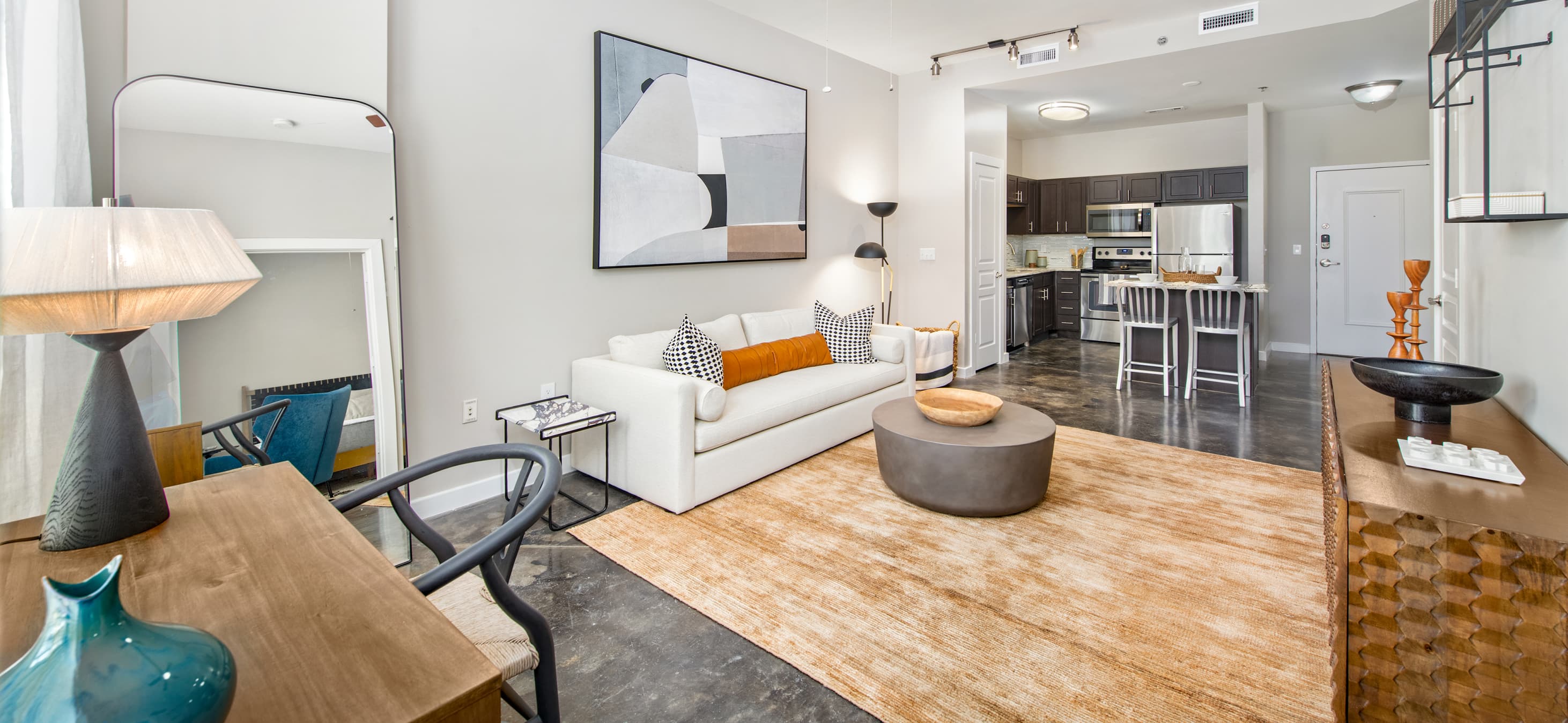 Living room at MAA Gateway luxury apartment homes in Charlotte, NC