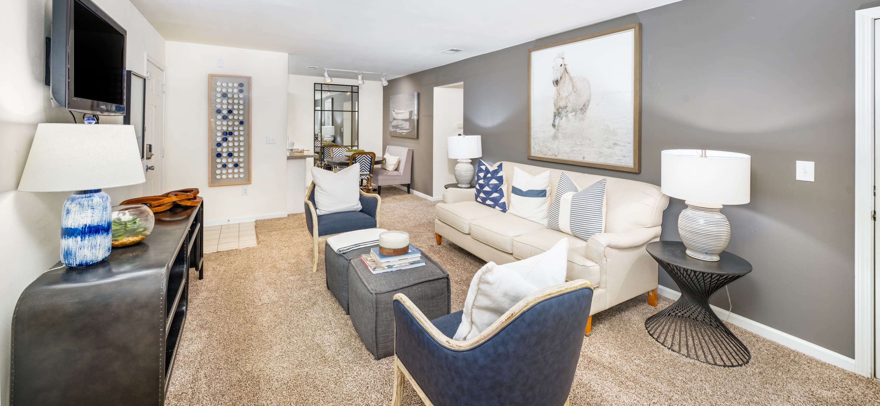 Living room at MAA Legacy Park luxury apartment homes in Charlotte, NC