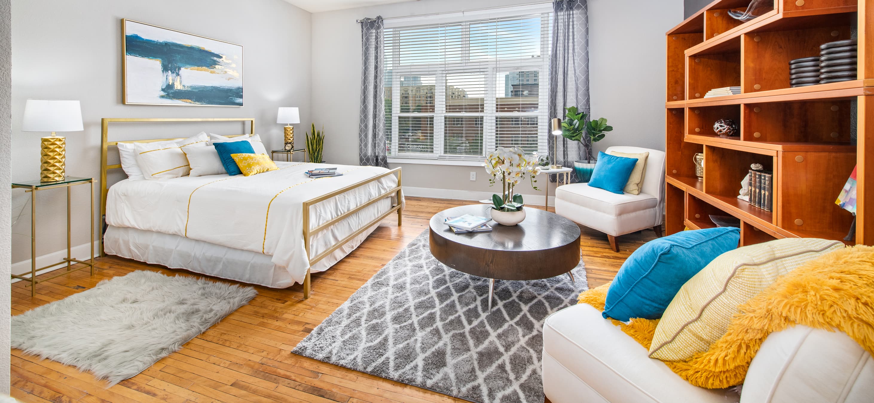 Living Room at MAA Uptown luxury apartment homes in Charlotte, NC