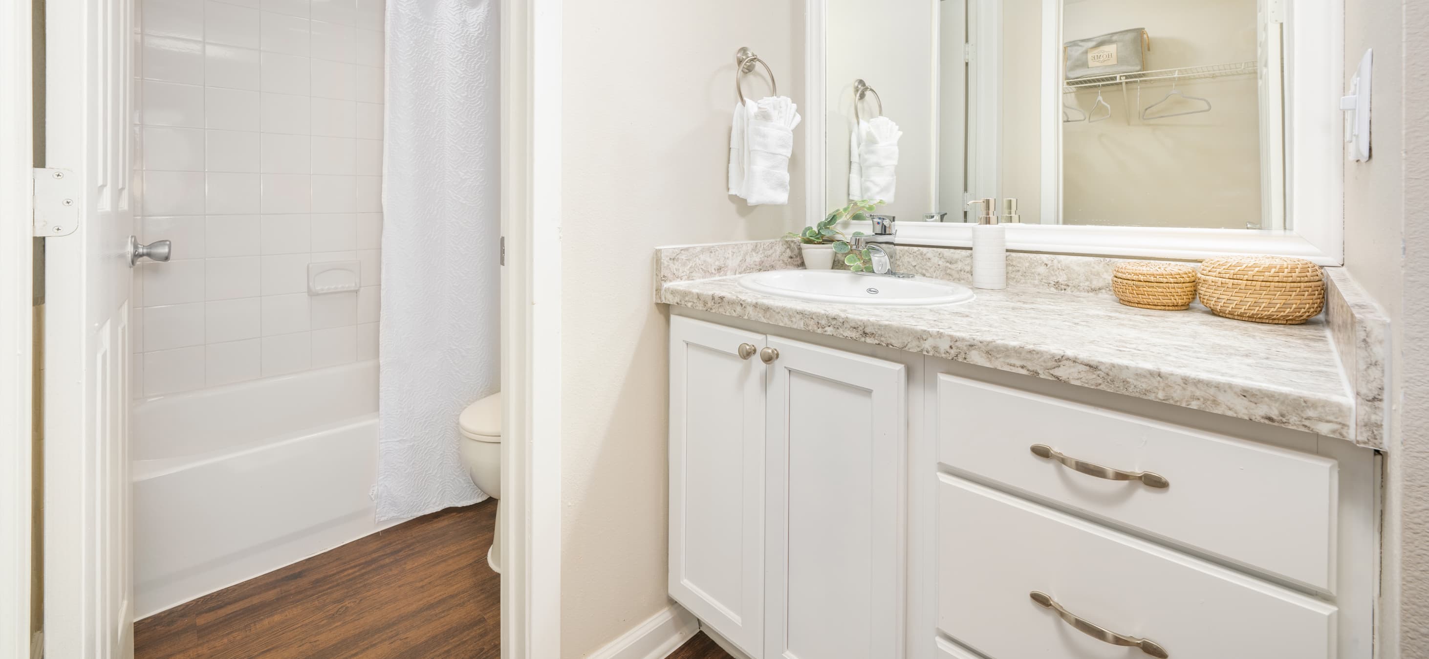 Bathroom at MAA Barton Skyway luxury apartment homes in Austin, TX