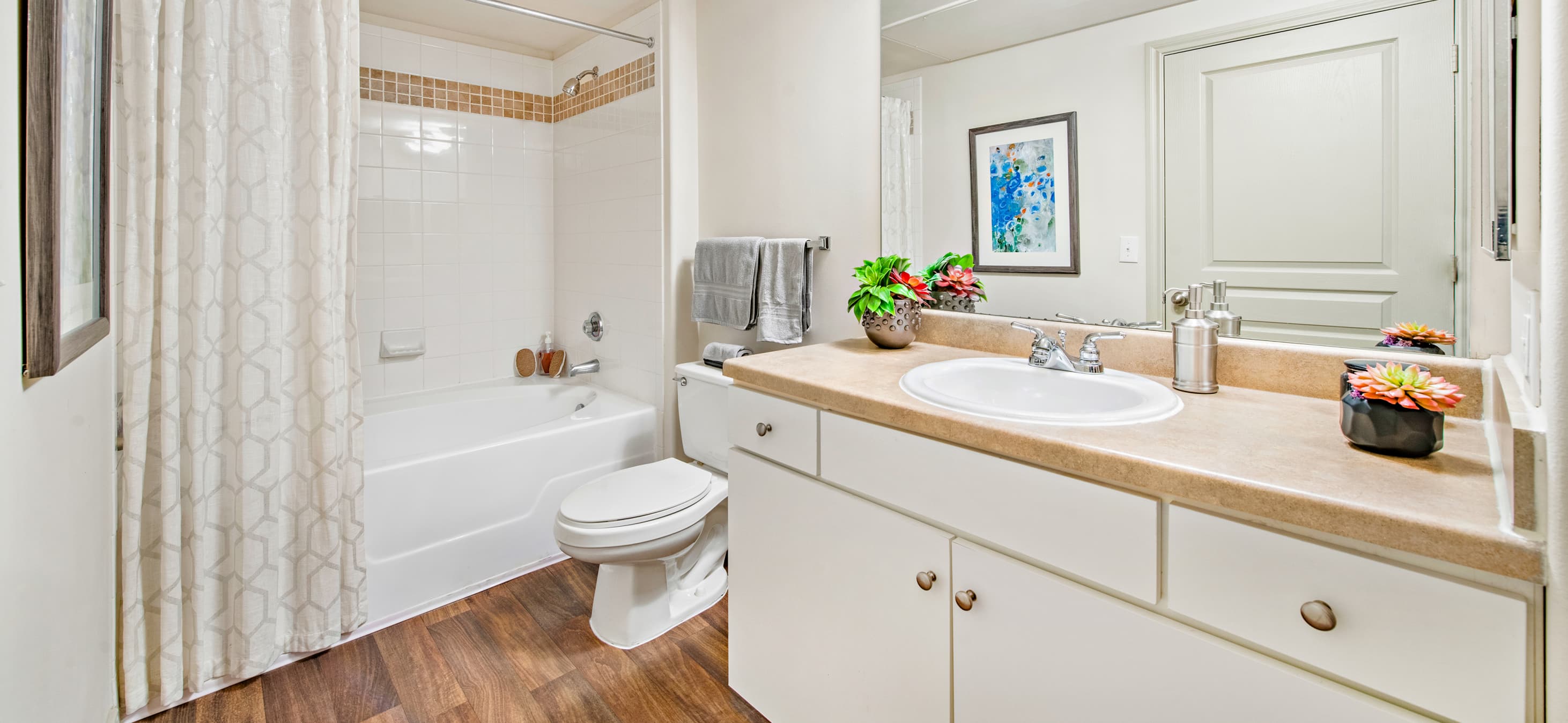 Bathroom at MAA Fall Creek luxury apartment homes in Houston, TX