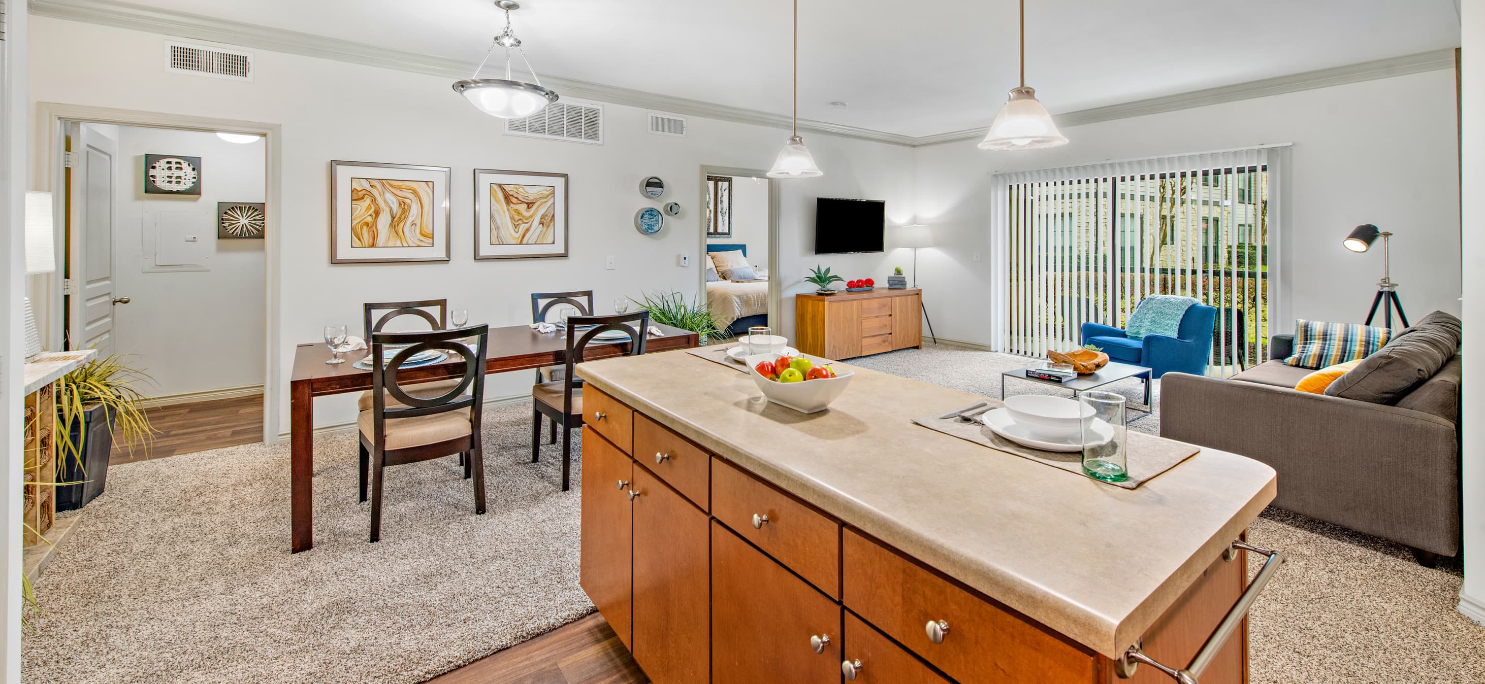 Wide Angle Kitchen at MAA Fall Creek luxury apartment homes in Houston, TX