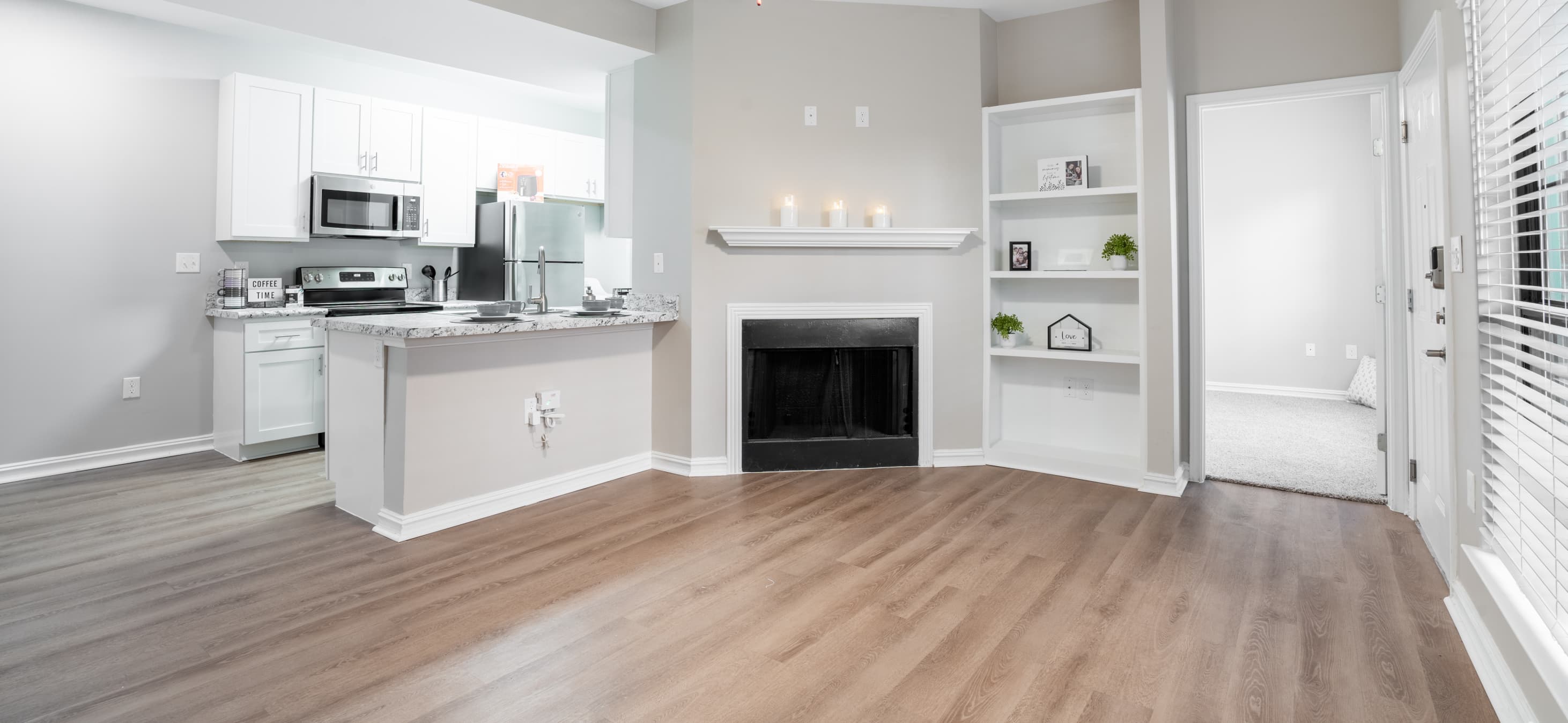 Living room at MAA Valleywood luxury apartment homes in Houston, TX