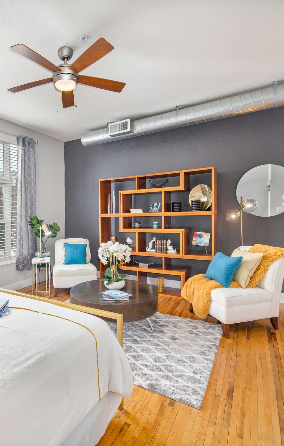 Living Room at MAA Uptown luxury apartment homes in Charlotte, NC