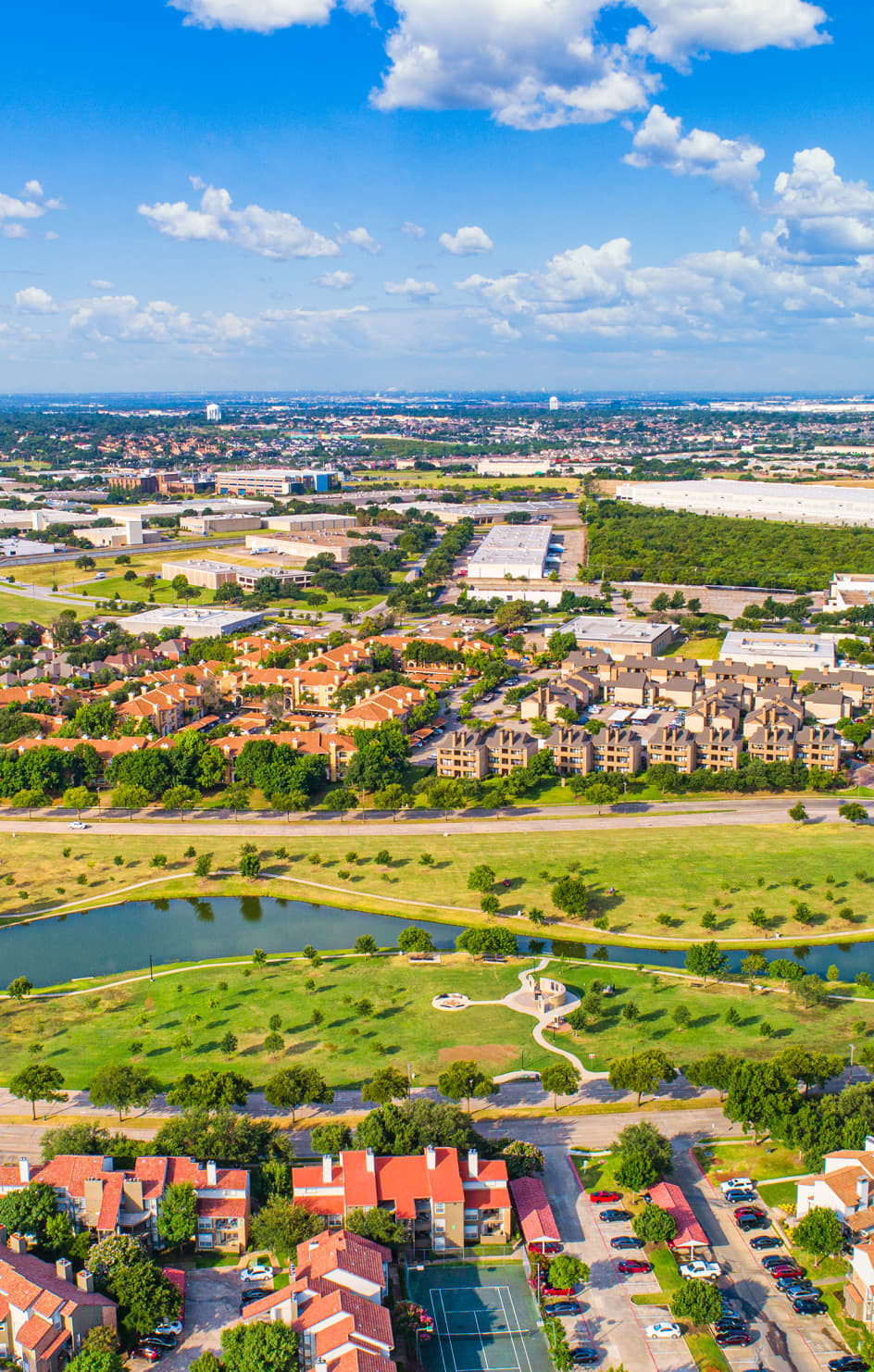 Aerial view at MAA Remington Hills luxury apartment homes in Irving, TX