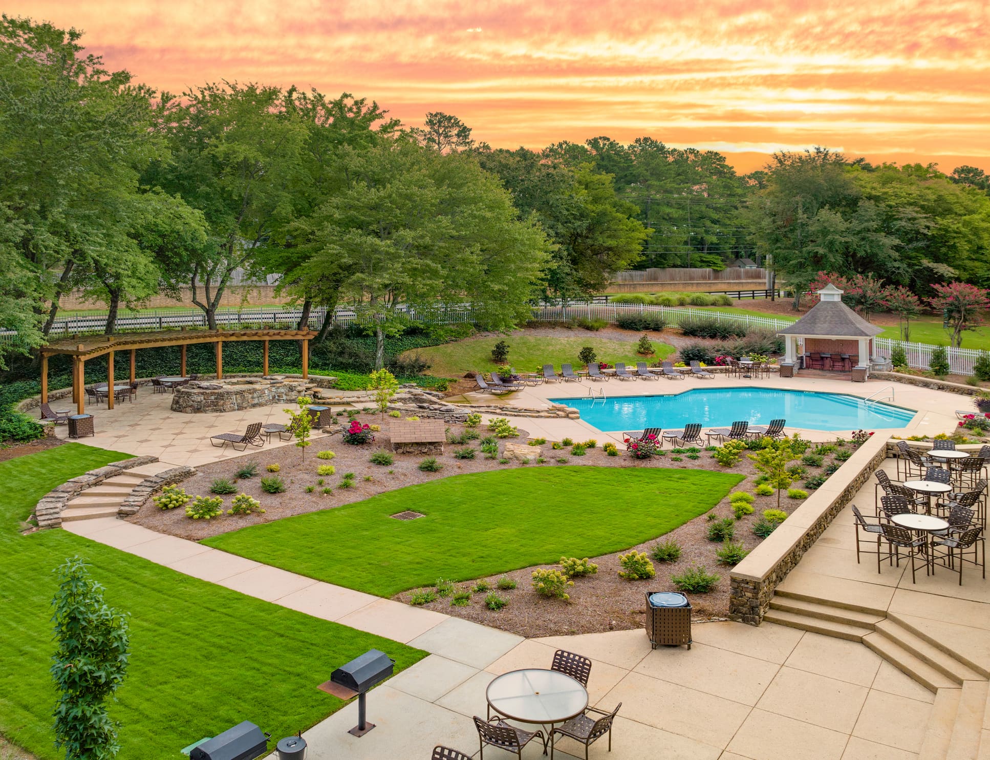 Aerial Pool View at The Paddock Club Huntsville in Huntsville, AL