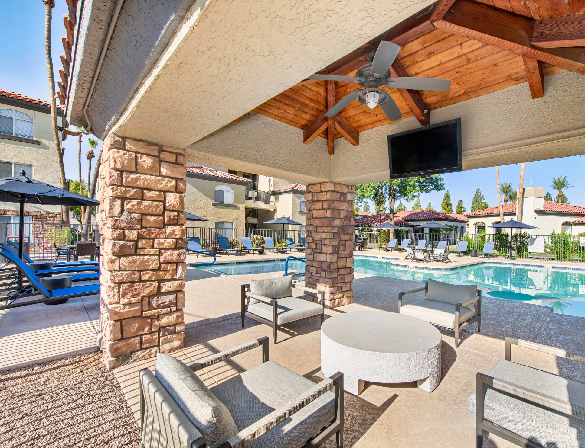 Pool lounge at MAA Old Town Scottsdale luxury apartment homes in Scottsdale, AZ