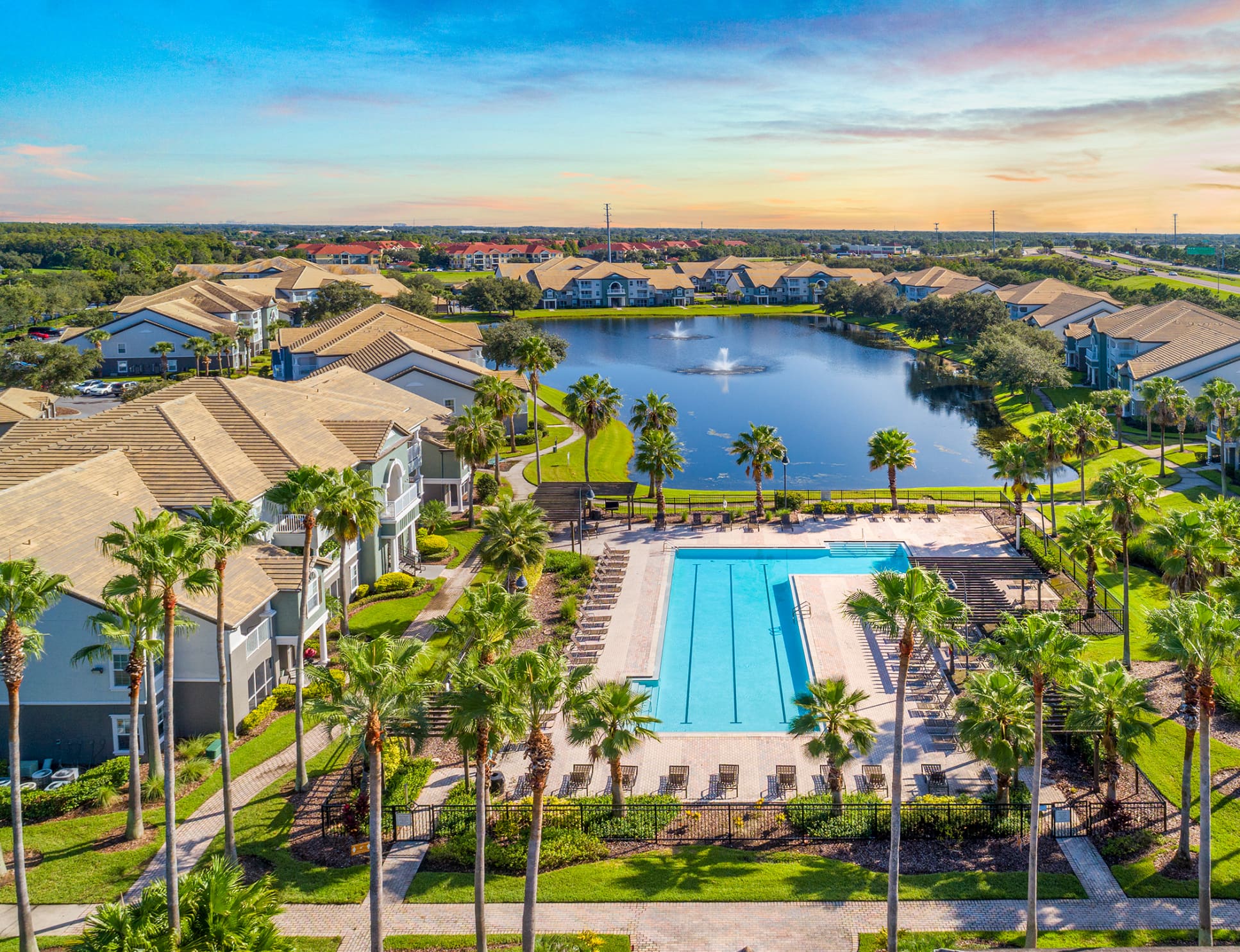 Pool at MAA Heather Glen luxury apartment homes in Orlando, FL