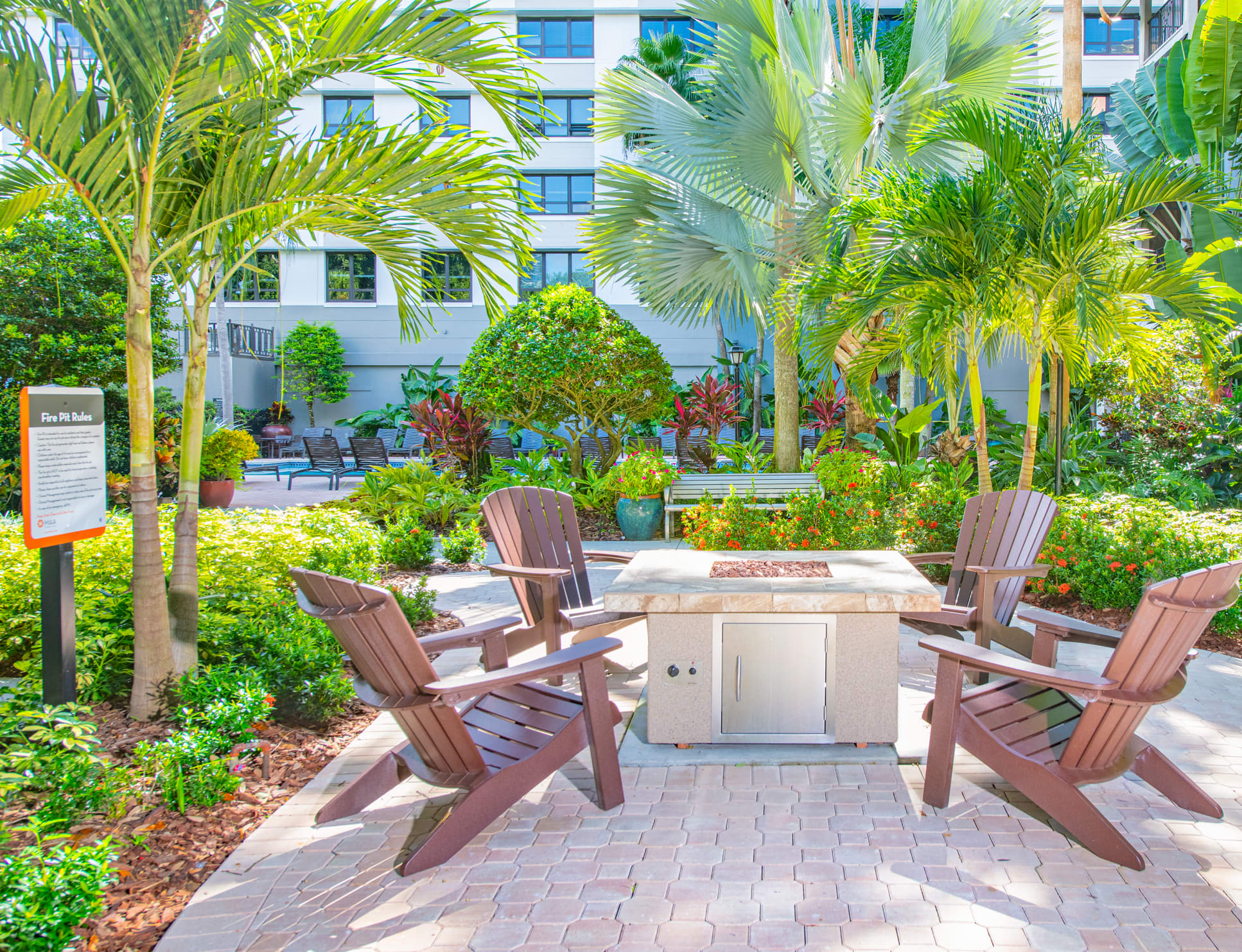 Fire pit at MAA Parkside luxury apartment homes in Orlando, FL