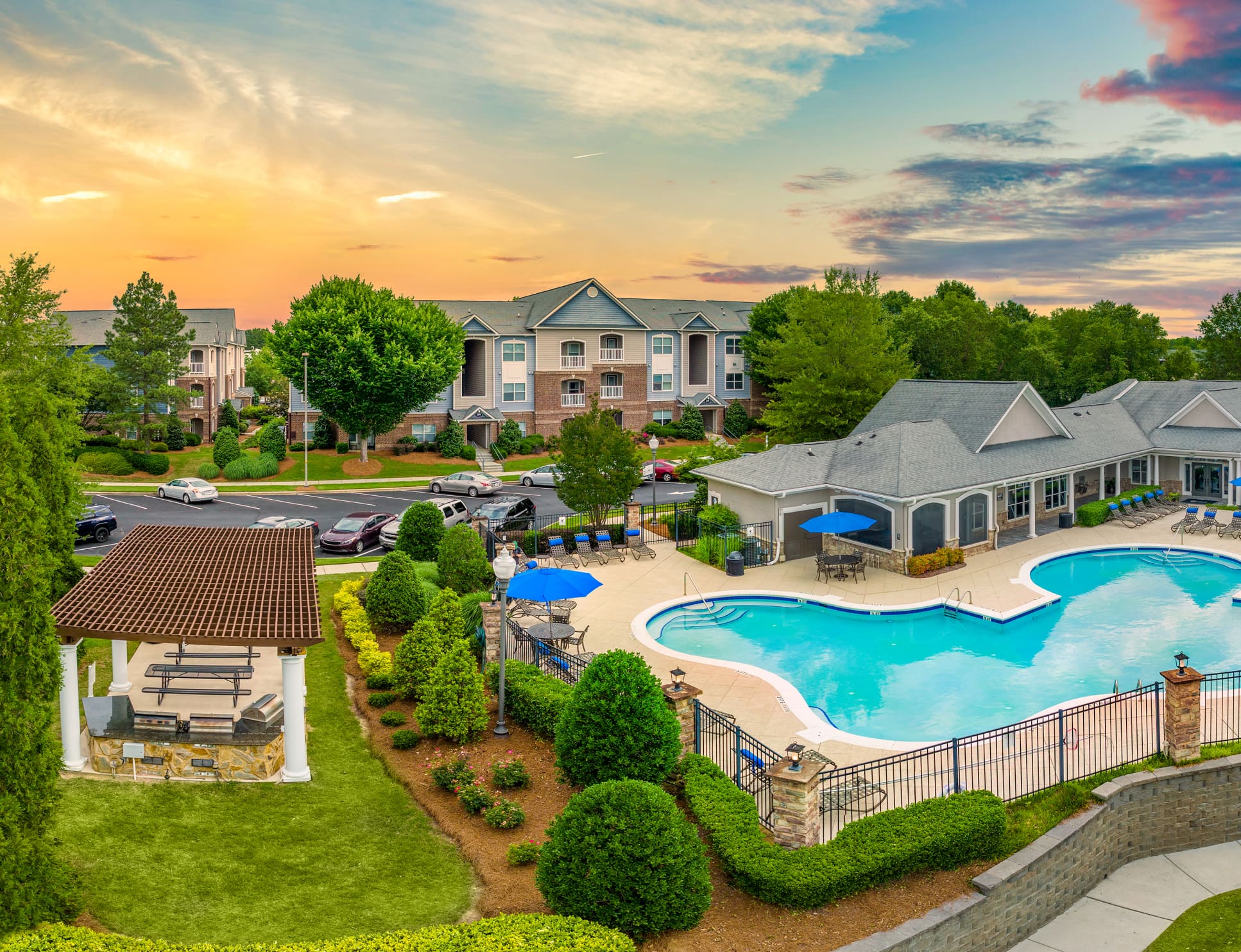 Aerial pool area at MAA Cornelius in Charlotte, NC