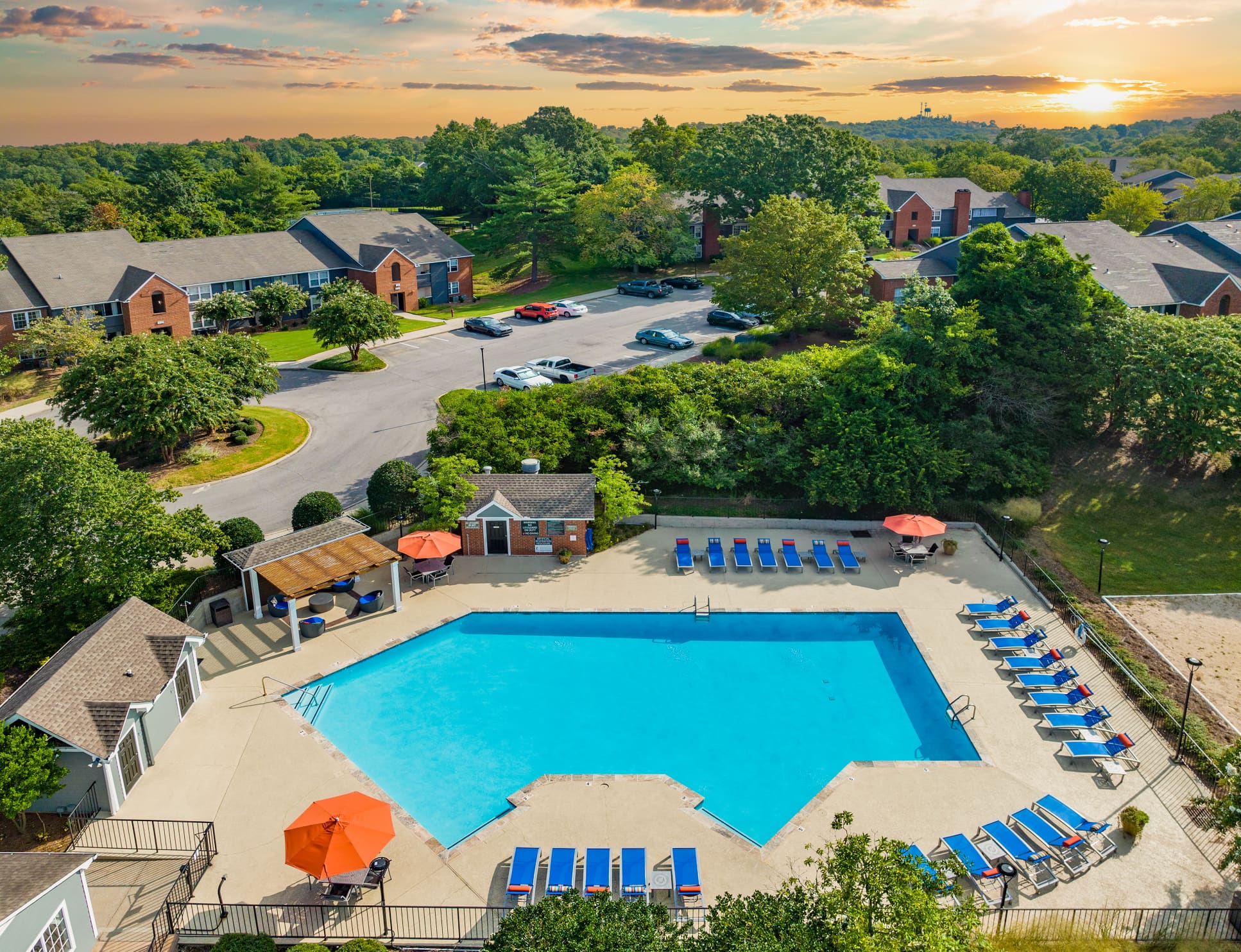 Aerial pool view at MAA Brentwood in Nashville, TN