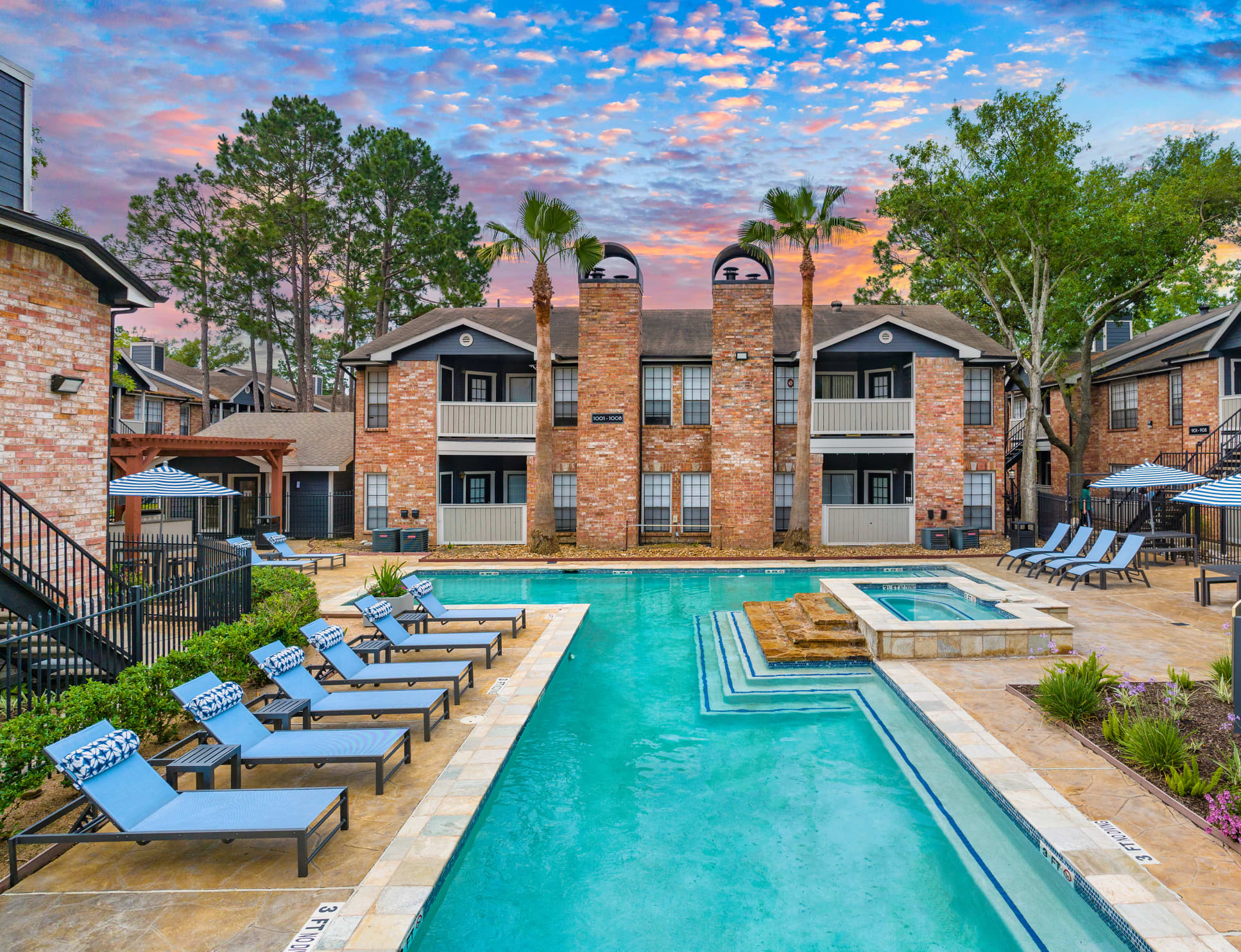 Pool area at MAA Valleywood in Houston, TX