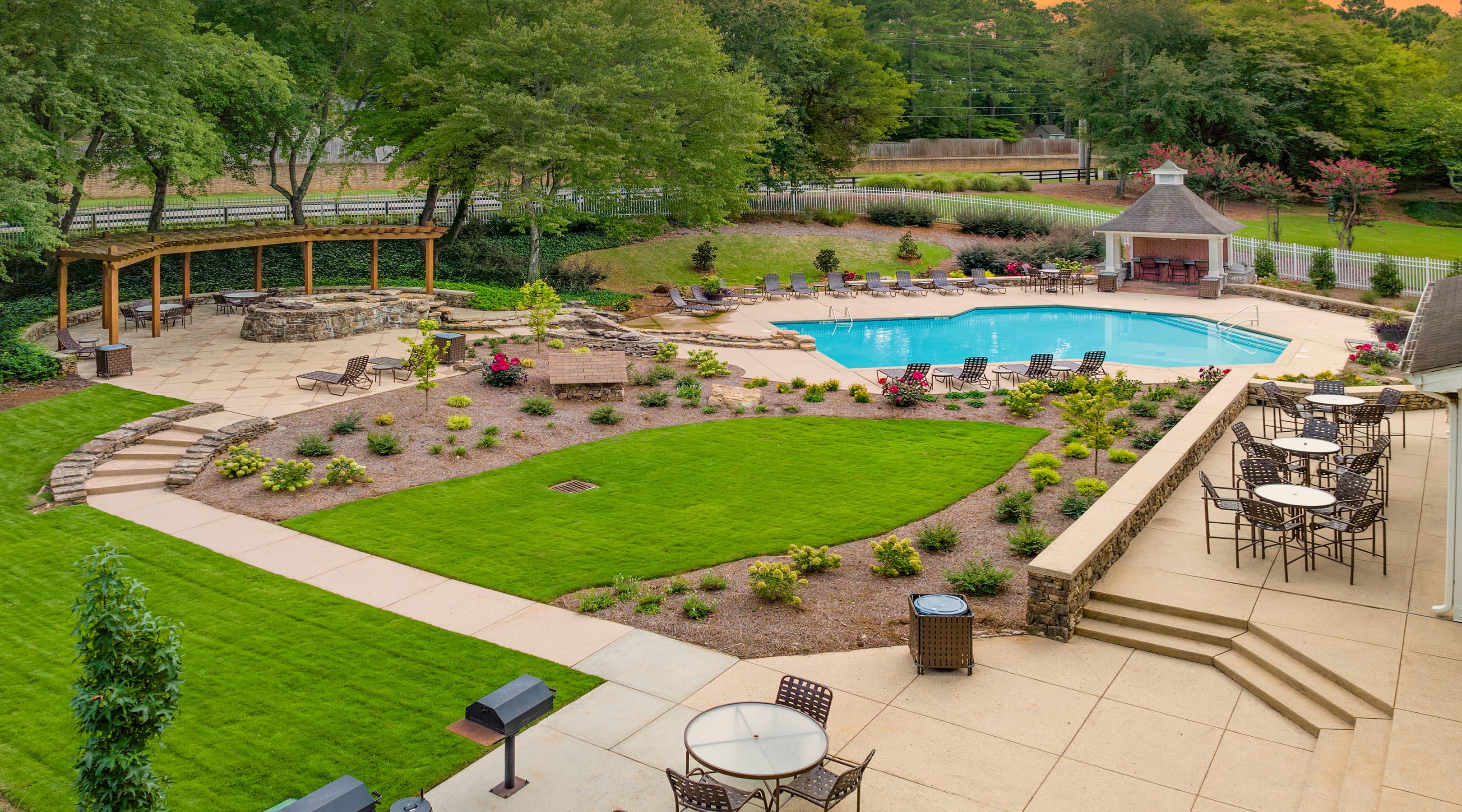 Aerial Pool View at The Paddock Club Huntsville in Huntsville, AL