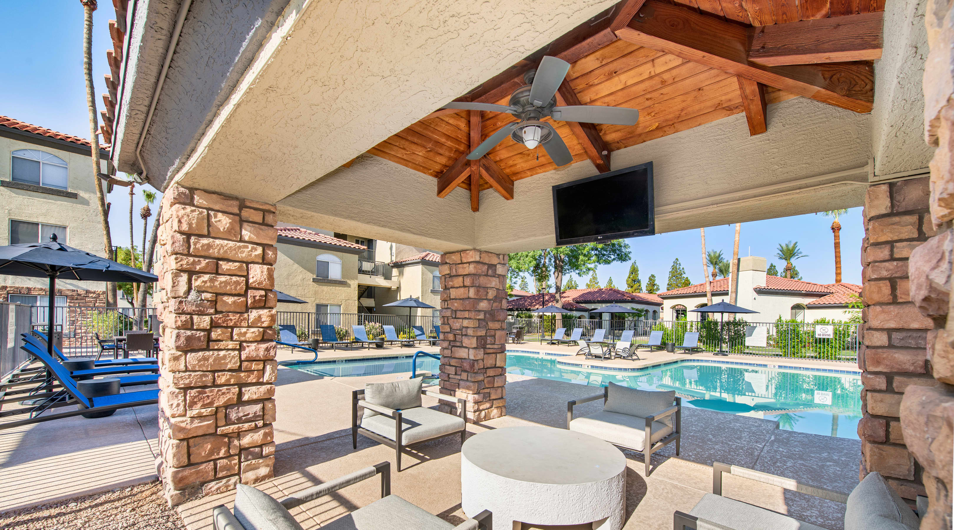 Pool lounge at MAA Old Town Scottsdale luxury apartment homes in Scottsdale, AZ
