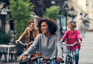 Three people biking stock image at MAA Nixie in Raleigh, NC