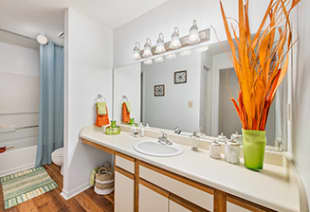 Bathroom at MAA Edgewater luxury apartment homes in Huntsville, AL