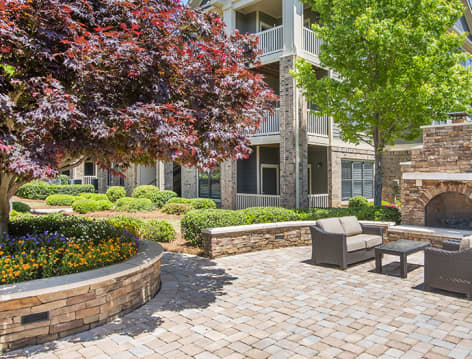 Sitting area with fire pit at 535 Brookwood luxury apartment homes in Atlanta, GA