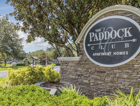 Signage at The Paddock Club Mandarin luxury apartment homes in Jacksonville, FL