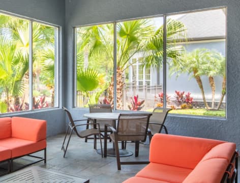 Patio at MAA Seven Oaks luxury apartment homes in Wesley Chapel, FL