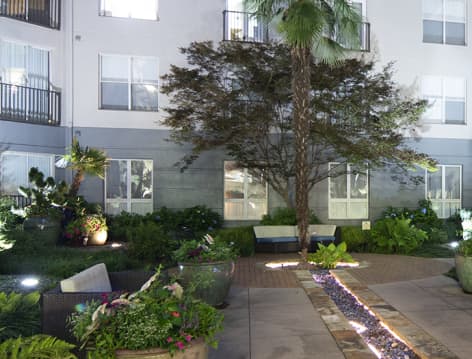 Courtyard Night at Post Stratford luxury apartment homes in Atlanta, GA
