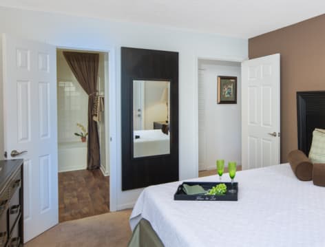 Model Master Bedroom at Colonial Village at South Tryon luxury apartment homes in Charlotte, NC
