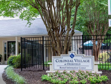 Office Exterior at Colonial Village at Deerfield luxury apartment homes in Durham, NC