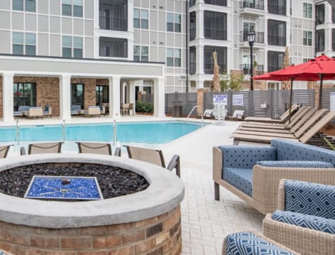 Pool with Firepit at MAA 1201 Midtown luxury apartment homes in Mt. Pleasant, SC