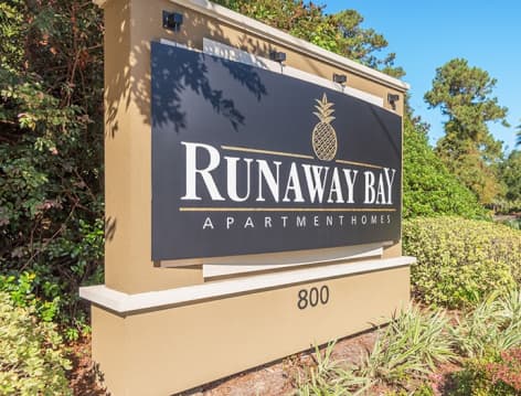 Signage at Runaway Bay luxury apartment homes in Charleston, SC