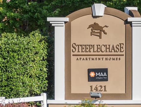 Signage at Steeplechase luxury apartment homes in Chattanooga, TN