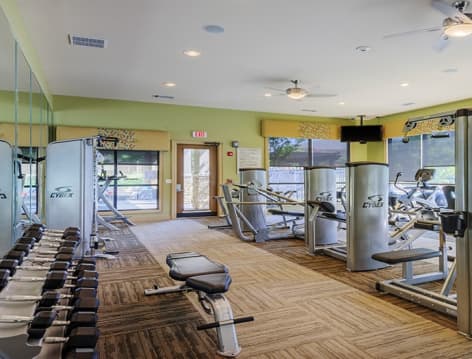 Fitness center at Colonial Grand at Hebron luxury apartment homes in Dallas, TX