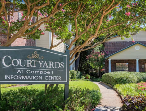 Signage at Courtyards at Campbell luxury apartment homes in Dallas, TX