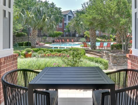 Patio day at MAA Grand Courtyards luxury apartment homes in Dallas, TX