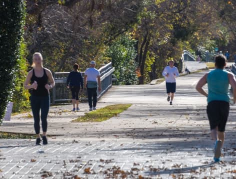 Running trail at MAA Katy Trail luxury apartment homes in Dallas, TX