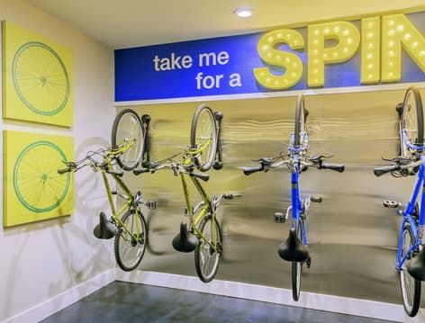 Bicycles to loan at Post Uptown Village luxury apartment homes in Dallas, TX