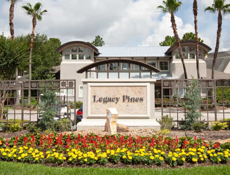 Entrance to Legacy Pines luxury apartment homes in Houston, TX