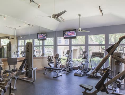 Fitness center at MAA Ranchstone luxury apartment homes in Houston, TX