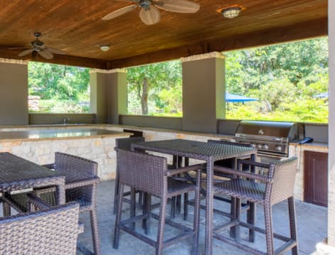 Outdoor patio at Stone Ranch at Westover Hills luxury apartment homes in San Antonio, TX